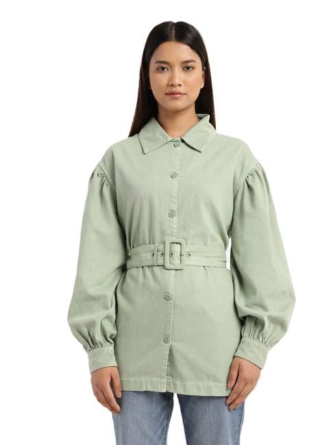 levi's mint green cotton casual jacket with belt