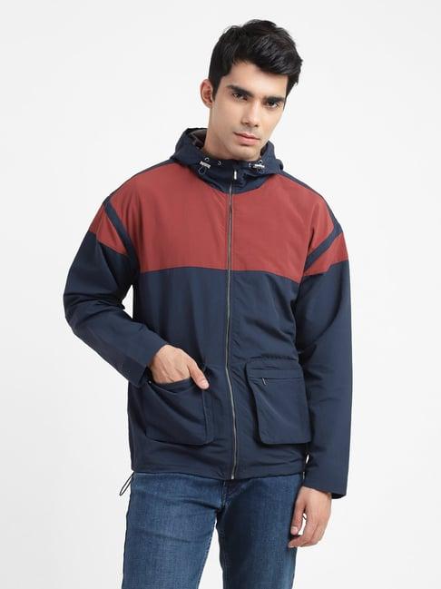 levi's navy & maroon relaxed fit colour block hooded jackets