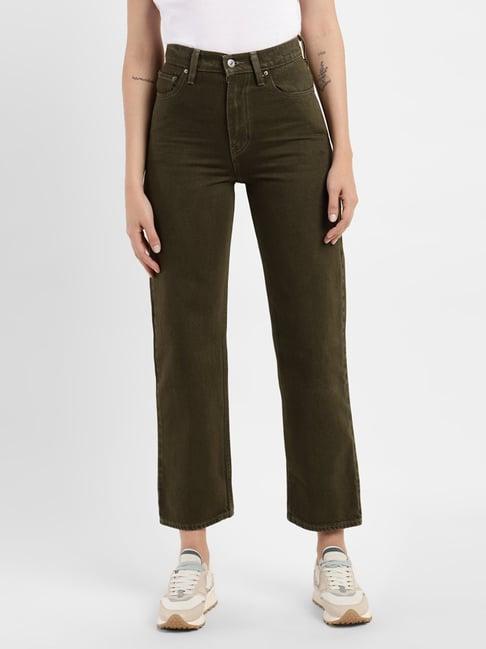 levi's olive straight fit high rise jeans