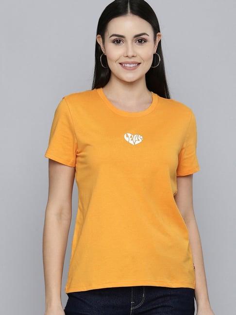 levi's orange printed crew t-shirt