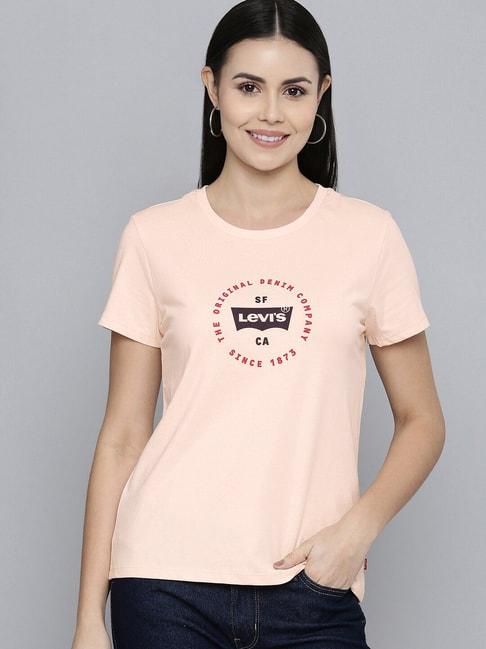 levi's peach printed crew t-shirt