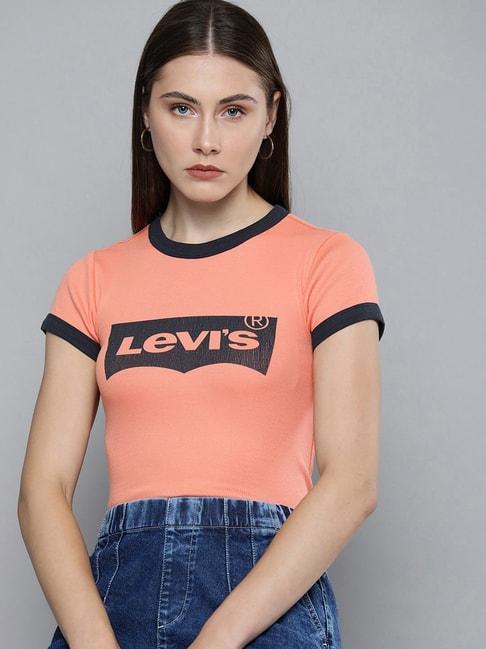 levi's peach printed t-shirt