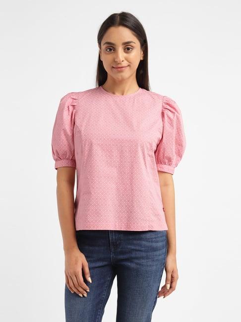 levi's pink cotton printed top