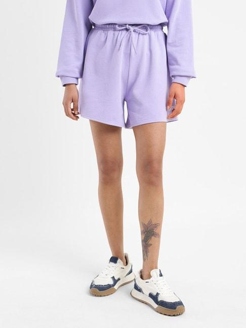 levi's purple cotton regular fit shorts