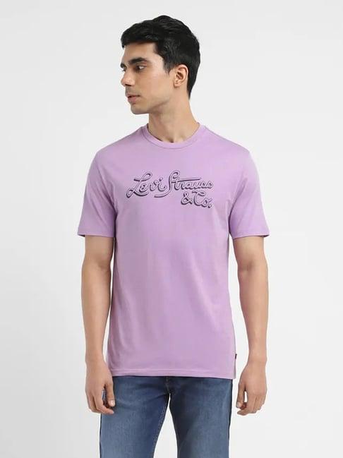 levi's purple regular fit logo printed t-shirt