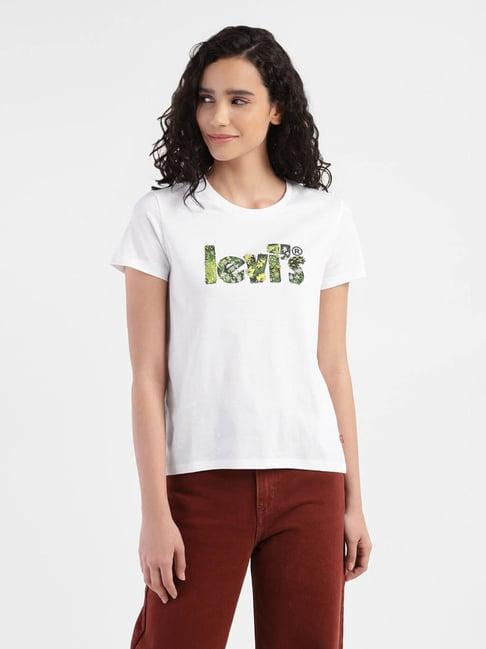 levi's white cotton logo print t-shirt