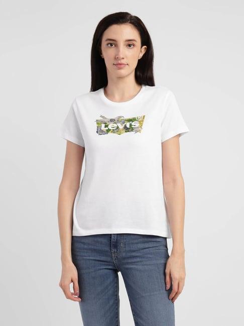 levi's white cotton logo print t-shirt