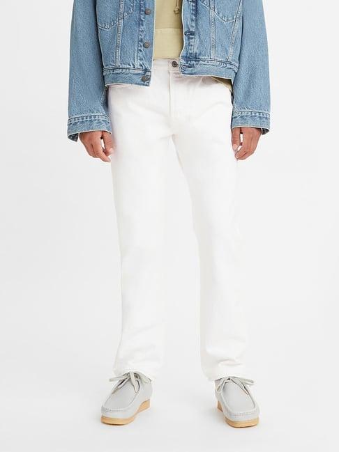 levi's 501 white cotton regular fit jeans