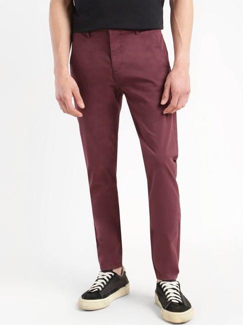 levi's 512 maroon slim fit trousers