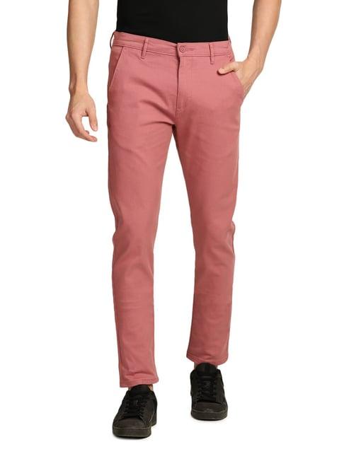 levi's 512 pink cotton slim fit trousers