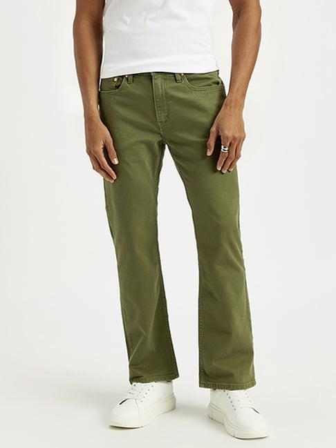 levi's 527 olive cotton slim fit jeans