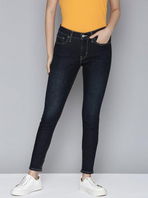 levi's 710 dark indigo super skinny fit mid rise jeans