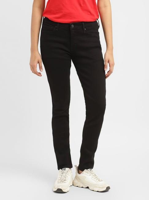 levi's 711 black skinny fit mid rise jeans