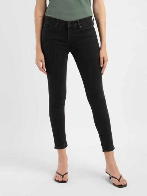 levi's 711 black skinny fit mid rise jeans