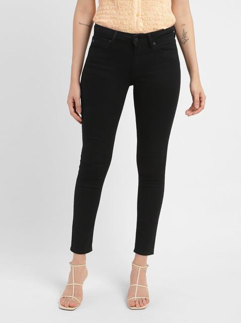 levi's 711 black skinny fit mid rise jeans