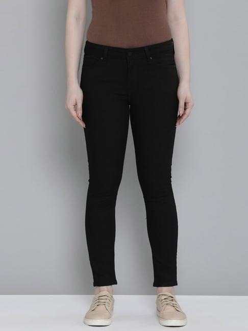 levi's 711 black skinny fit mid rise jeans