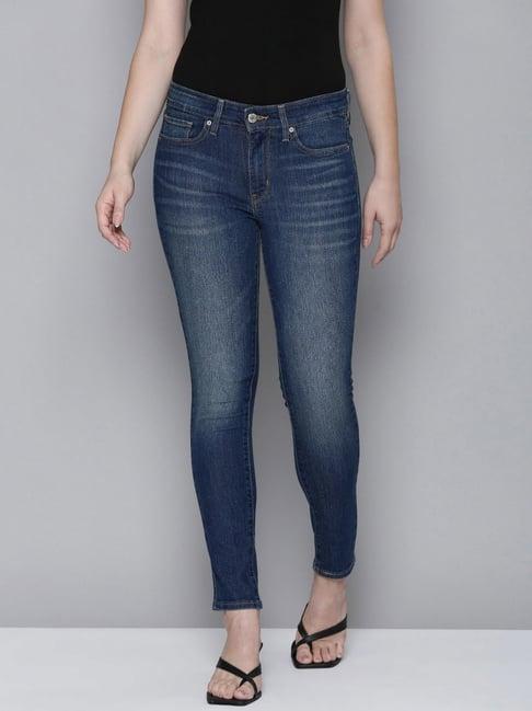 levi's 711 dark blue skinny fit mid rise jeans