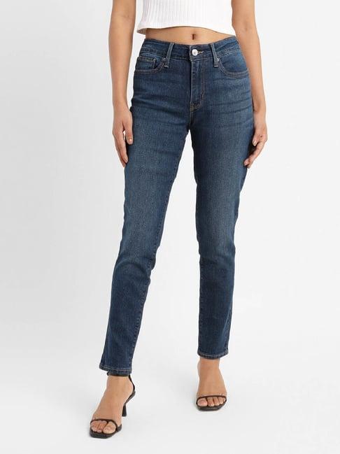 levi's 711 mid indigo blue skinny fit mid rise jeans