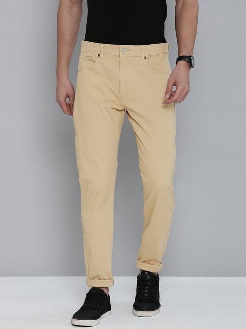 levi's beige cotton tapered fit chinos