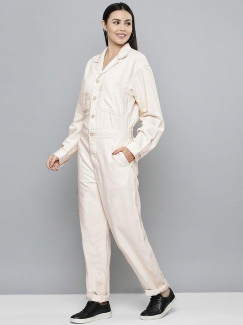 levi's beige shirt collar jumpsuit