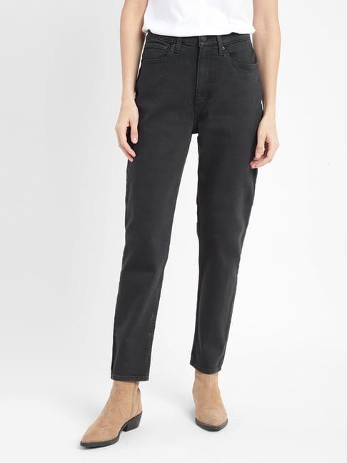 levi's black cotton high rise jeans