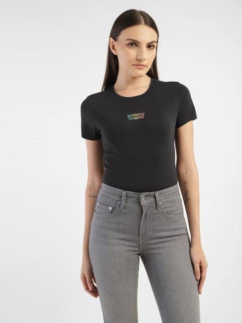 levi's black cotton logo print t-shirt