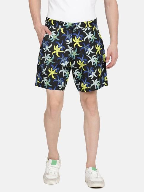 levi's black cotton relaxed fit floral print shorts