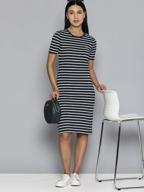 levi's black cotton striped t shirt dress