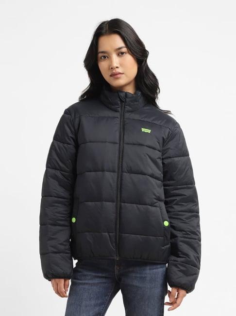 levi's black graphic print puffer jacket