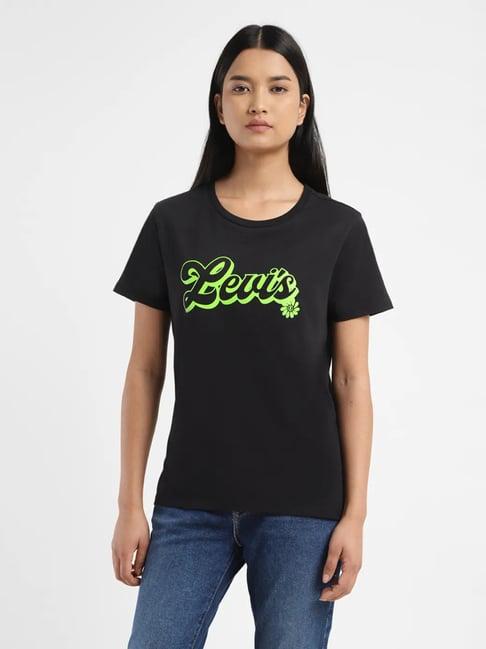 levi's black logo print t-shirt