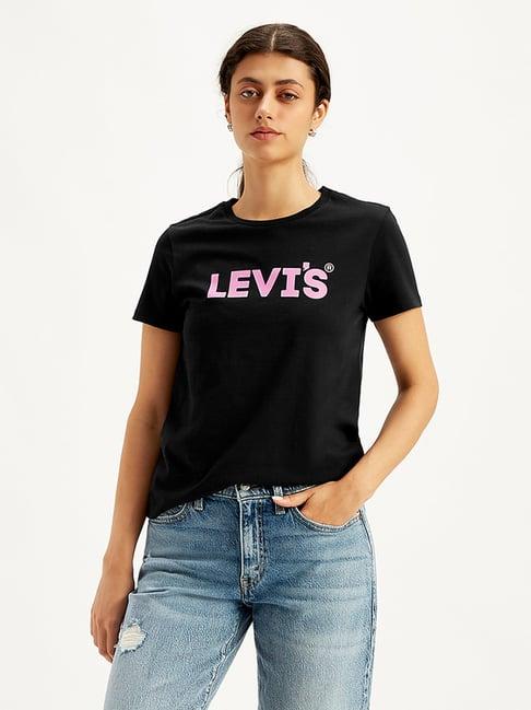 levi's black logo print t-shirt