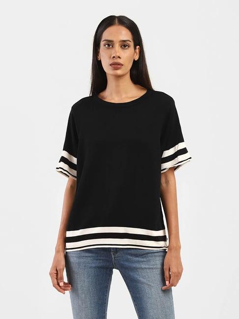 levi's black striped top