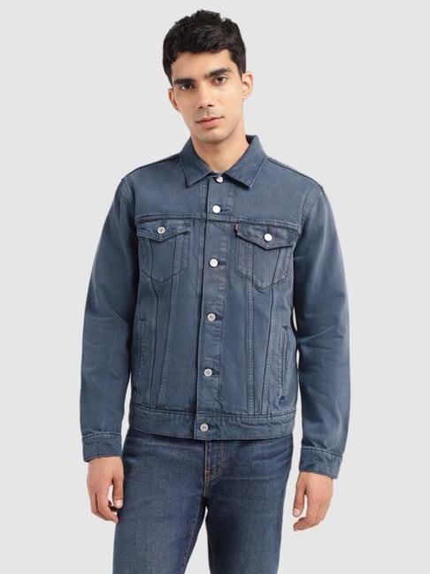 levi's blue cotton regular fit denim jacket