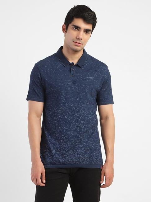 levi's blue cotton regular fit printed polo t-shirts