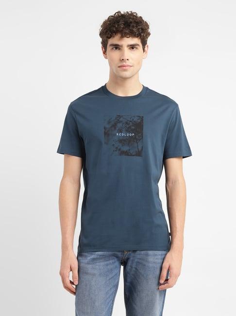 levi's blue cotton slim fit printed t-shirt