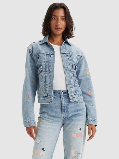 levi's blue embroidered jacket