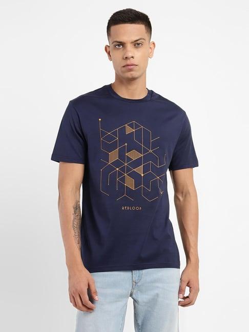 levi's blue pure cotton regular fit printed t-shirt