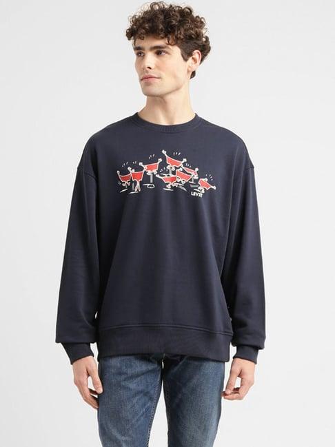 levi's blue relaxed fit printed sweatshirt