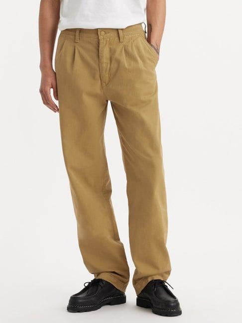 levi's brown cotton regular fit trousers