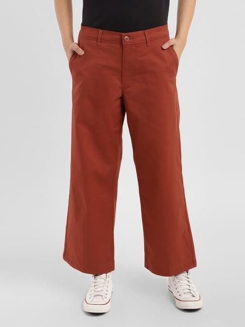 levi's brown mid rise tapered fit trousers