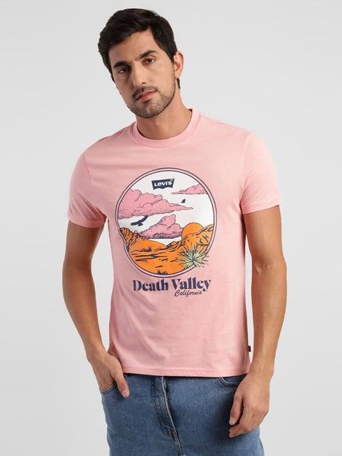 levi's bubble gum pink pure cotton regular fit printed t-shirts