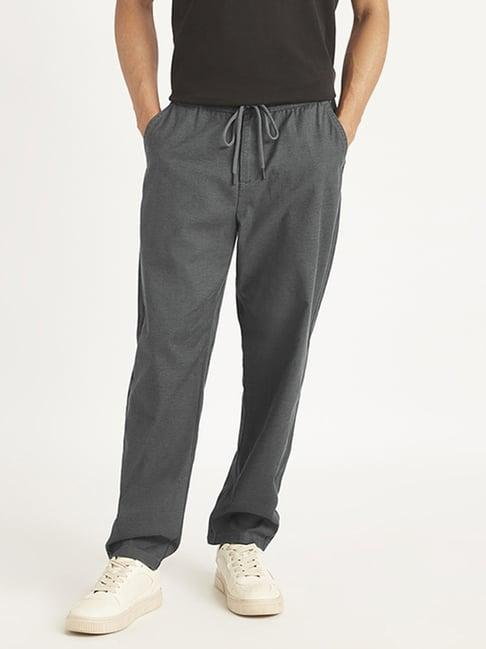 levi's charcoal grey linen regular fit trousers