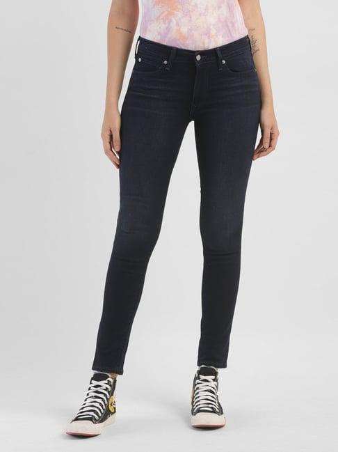 levi's dark blue blended skinny fit mid rise jeans