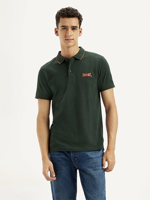 levi's dark green slim fit polo t-shirt