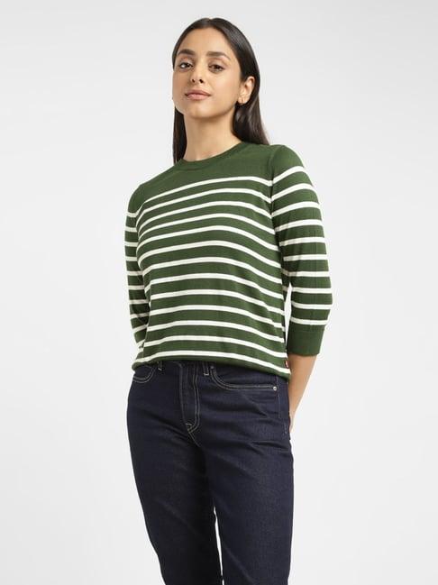 levi's green & white striped sweater