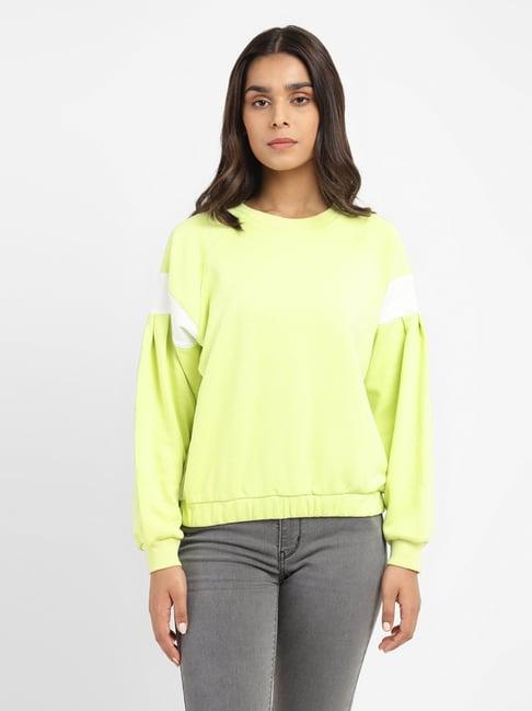 levi's green cotton color-block top