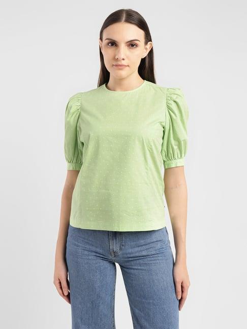 levi's green cotton printed top