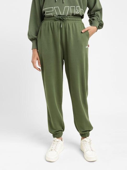 levi's green cotton regular fit high rise joggers
