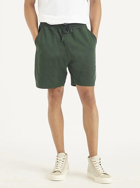 levi's green cotton regular fit shorts