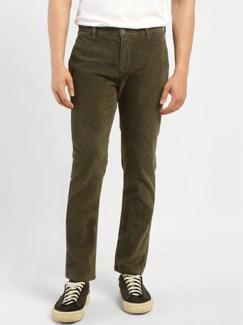 levi's green slim fit striped trousers